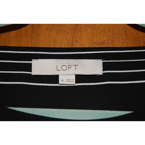 Ann Taylor Tunic Black/White Size M Crew Neck Career Business - Picture 2 of 4